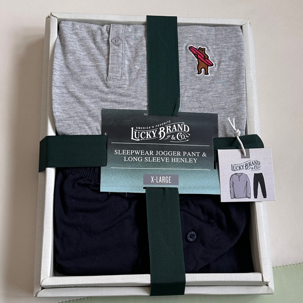 Lucky Brand Men's Gray Henley and Black Joggers Set